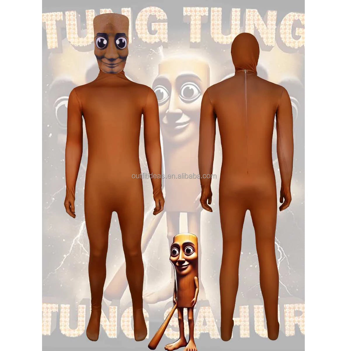 Hypebeast Kid Adult Monster Halloween Cosplay Horror Game Jumpsuit Clothe AI Cartoon Walking Tung Tung Tung Sahur Mascot Costume
