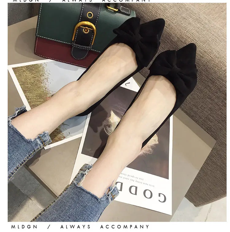 Women's Flats with Bow Pink Flat Heel Shoes for Ladies Shoes for Women Flats Comfortable Butterfly-knot Nude Flats 32 33 34 45