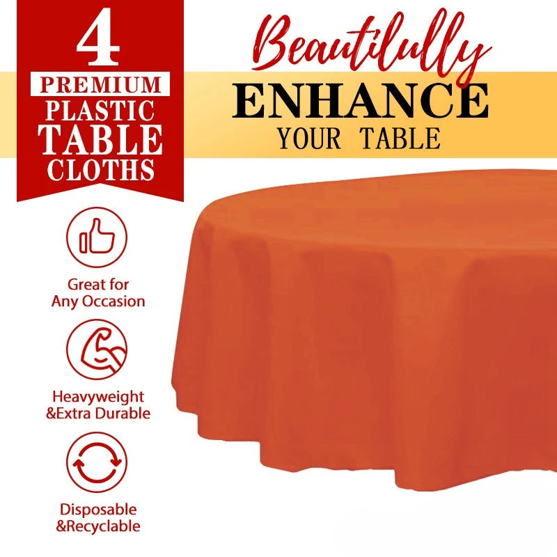 10pcs Plastic Table Cloth Disposable - 10 Pack, Disposable Table Cloths for Parties, Weddings,84'' White PlasticTablecloth,White