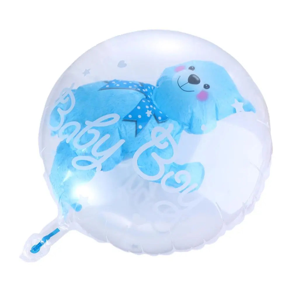Decoration  Birthday Transparent Double Bubble Foil Blue Pink Bear Balloons Party Supplies Globos