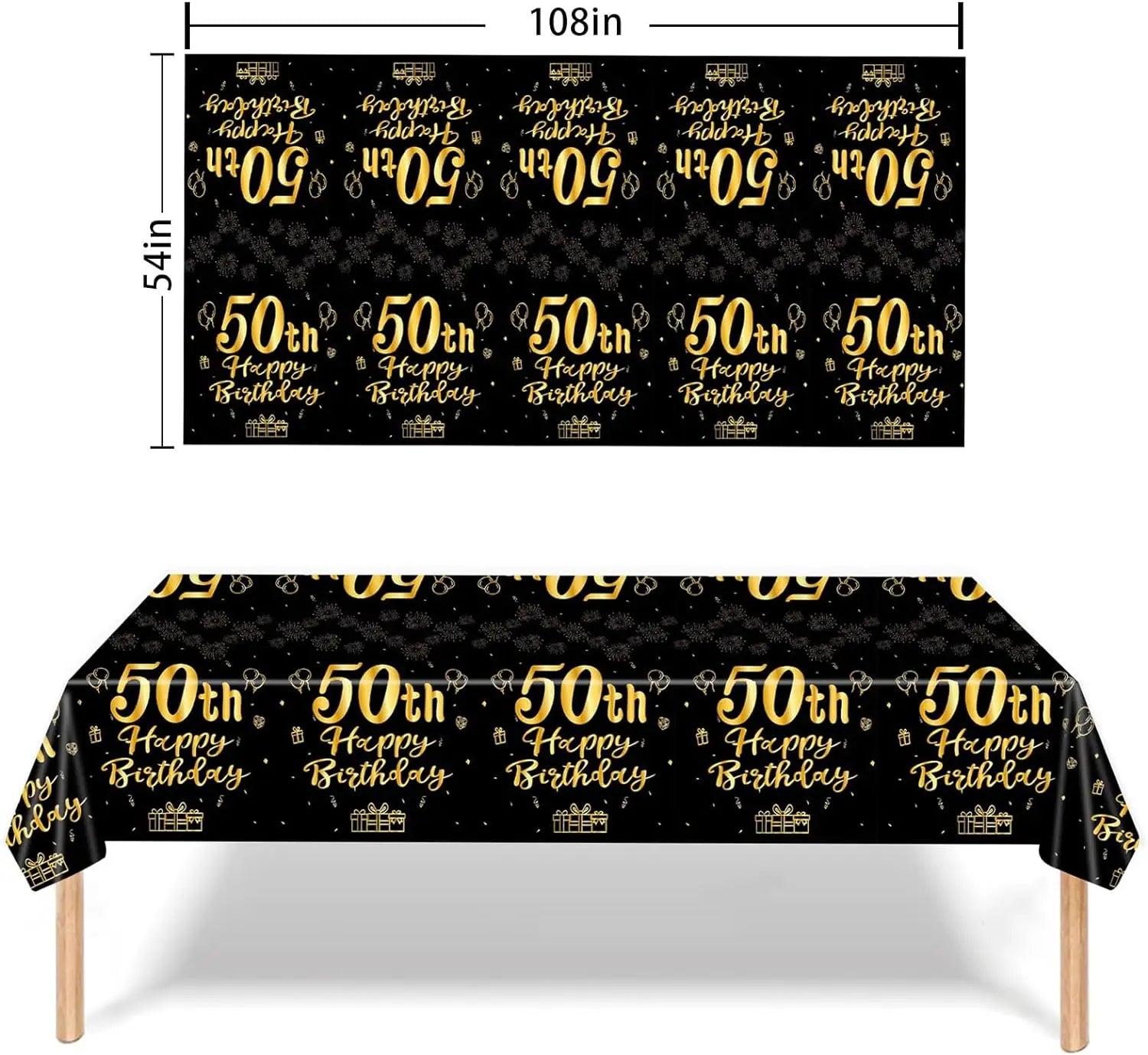 1/3/5packs 40th 50th 60th Birthday Plastic Tablecloth Black Gold Happy 40th/50th/60th Anniversary Party Decors for Men Women