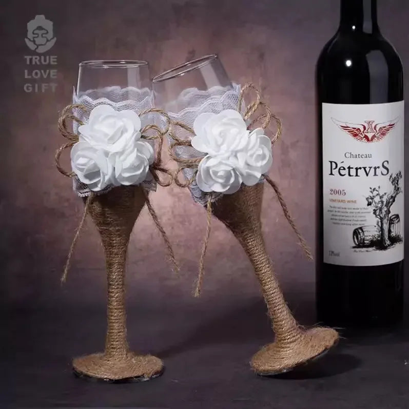 A Pair Exquisite Flute Cup Celebration Romantic Wedding Champagne Cup Lovers Glass Cup Special Gift Suitable for Wedding Party