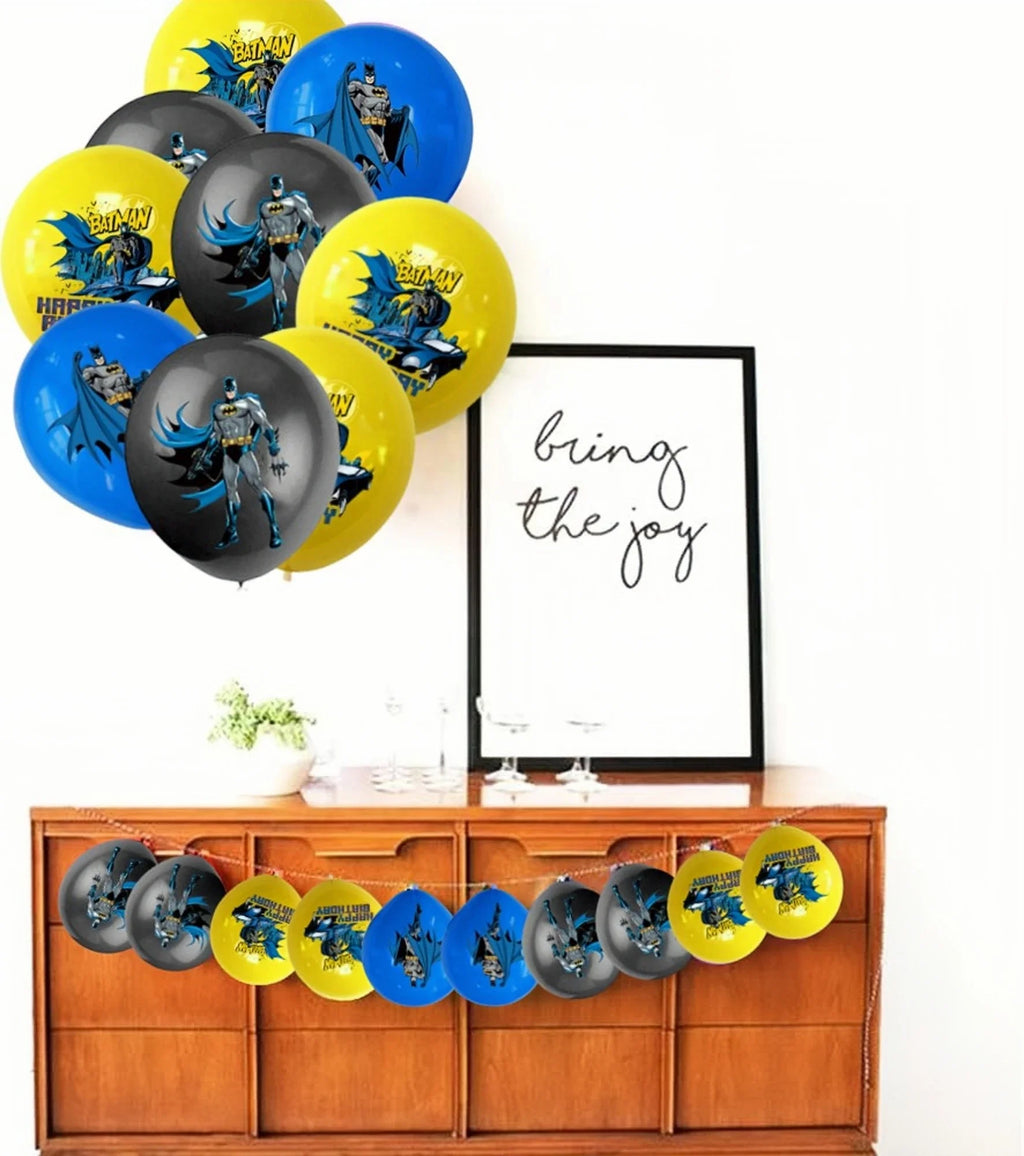 12pcs 12 Inch Batman Latex Balloons Birthday Party Decorations Superhero Globos Toys for Kids Baby Shower Boys Party Supplies