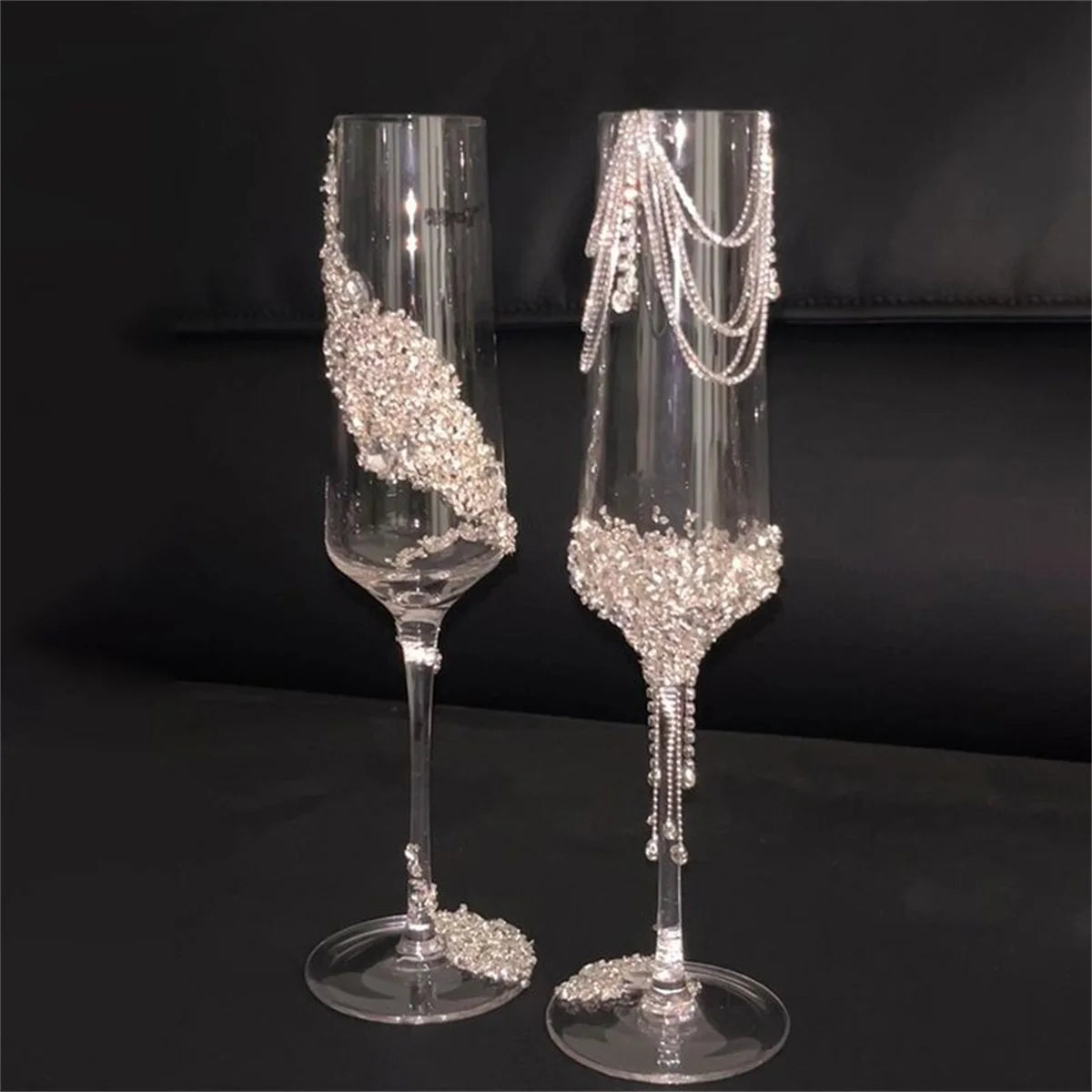 Creative light luxury homemade wedding toast glass DIY material package champagne glass a pair of engagement decoration gift gir