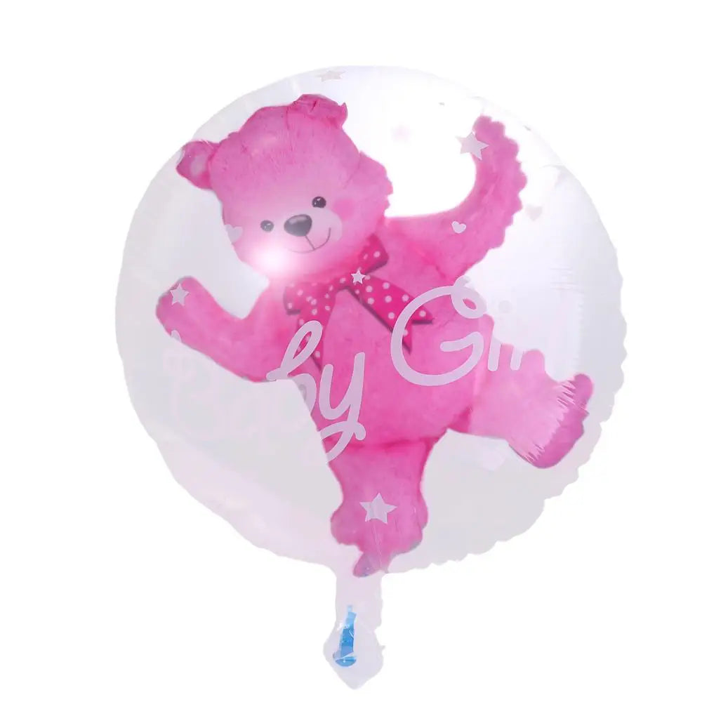 Decoration  Birthday Transparent Double Bubble Foil Blue Pink Bear Balloons Party Supplies Globos