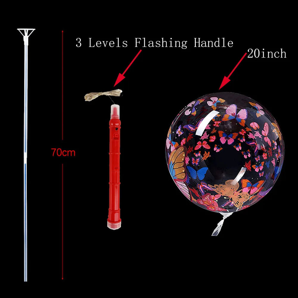 1/5/10/20/30pcs LED Light Up BoBo Balloons Colorful 3 Levels Flashing Handle 20 Inches Bubble Balloon 70cm Stick