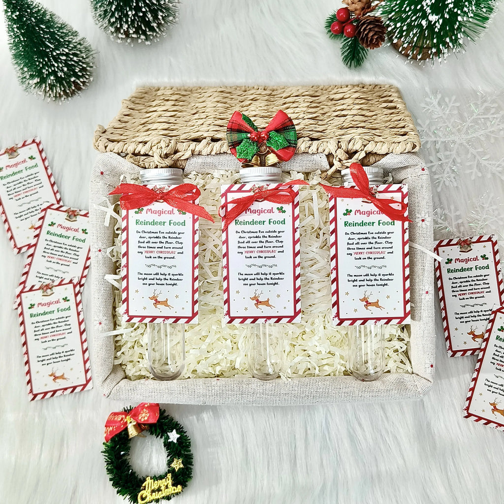 10/20sets Plastic Test Tube Christmas Party Packs with Magical Reindeer Food Cards for Christmas Party Decorations Guest Favors