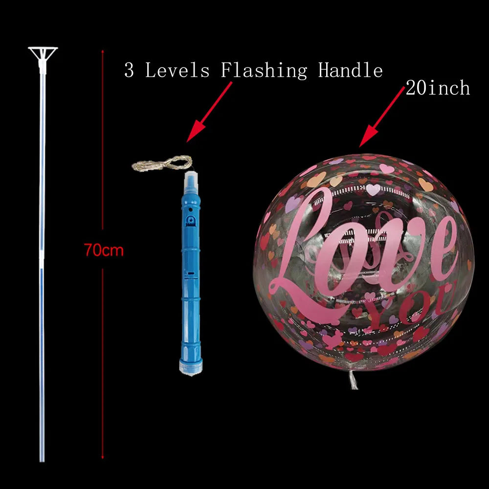 1/5/10/20/30pcs LED Light Up BoBo Balloons Colorful 3 Levels Flashing Handle 20 Inches Bubble Balloon 70cm Stick