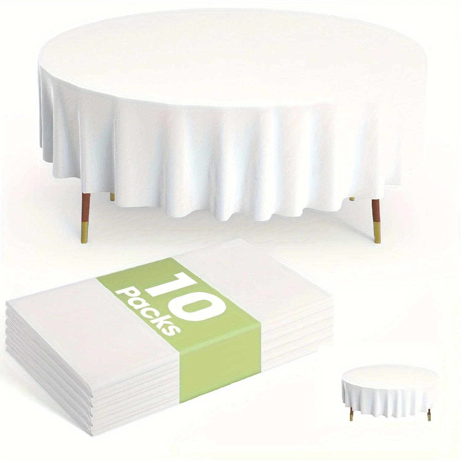 10pcs Plastic Table Cloth Disposable - 10 Pack, Disposable Table Cloths for Parties, Weddings,84'' White PlasticTablecloth,White