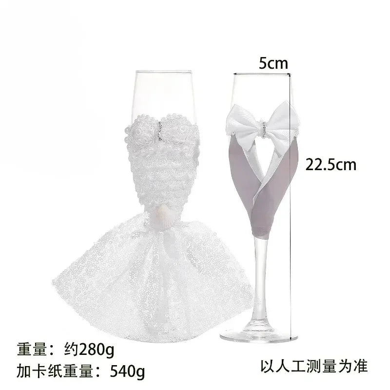 A Pair Exquisite Flute Cup Celebration Romantic Wedding Champagne Cup Lovers Glass Cup Special Gift Suitable for Wedding Party