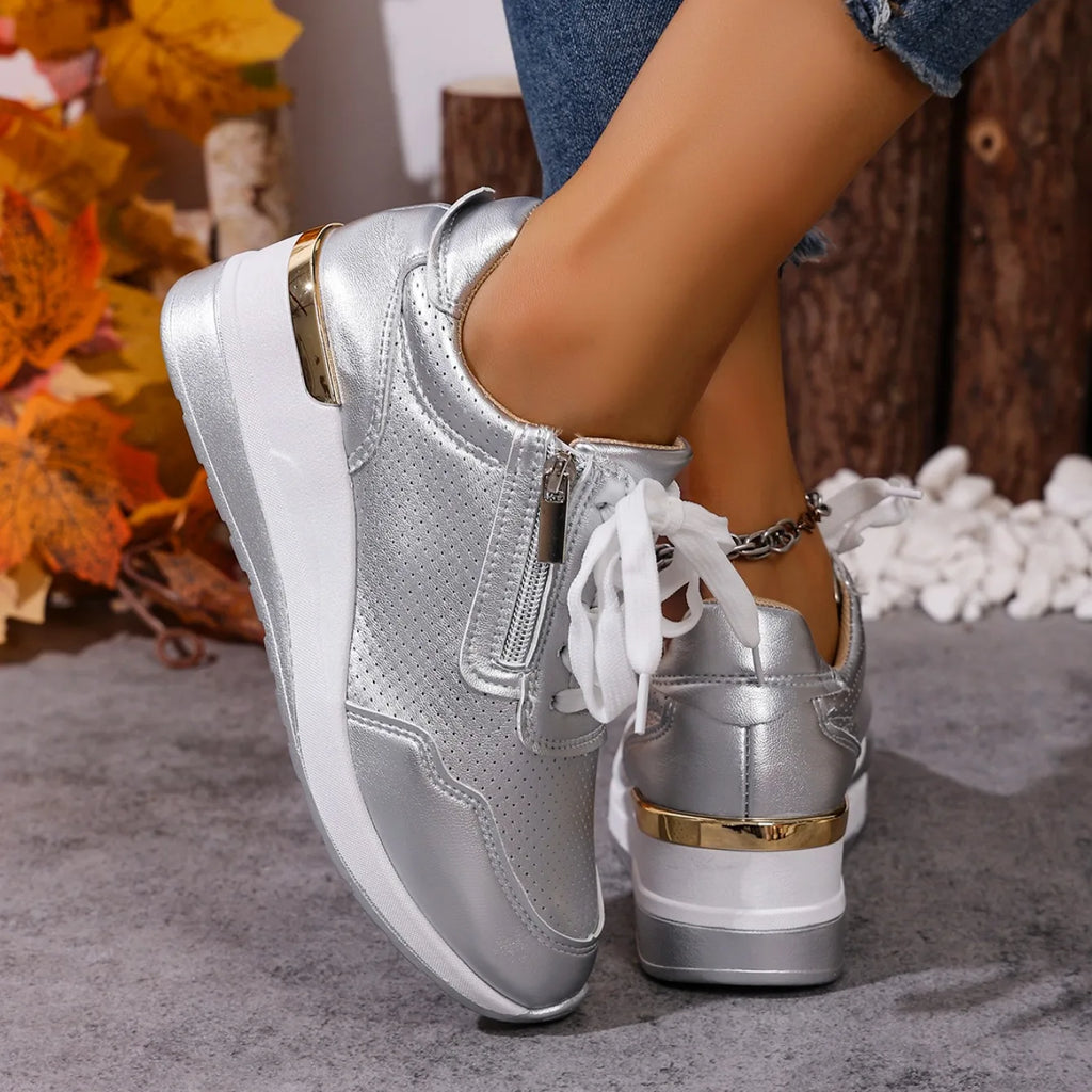 Brand Designer sneakers 2025 New Women Casual Shoes Height Increasing Sport Wedge Shoes Air Cushion Comfortable Sneakers