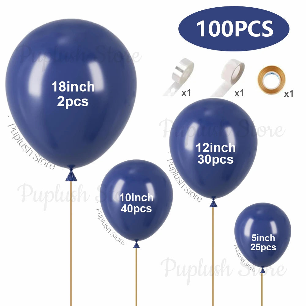 100Pcs Navy Blue Balloons Arch 5/10/12/18" Dark Ink Night Blue Latex Balloon for Baby Shower Anniversary Birthday Party Decor