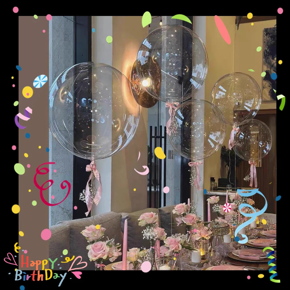 Transparent Bobo Balloon for Stuffing Flowers Led Light Up Valentine's Day Wedding Birthday Graduation Party Decoration