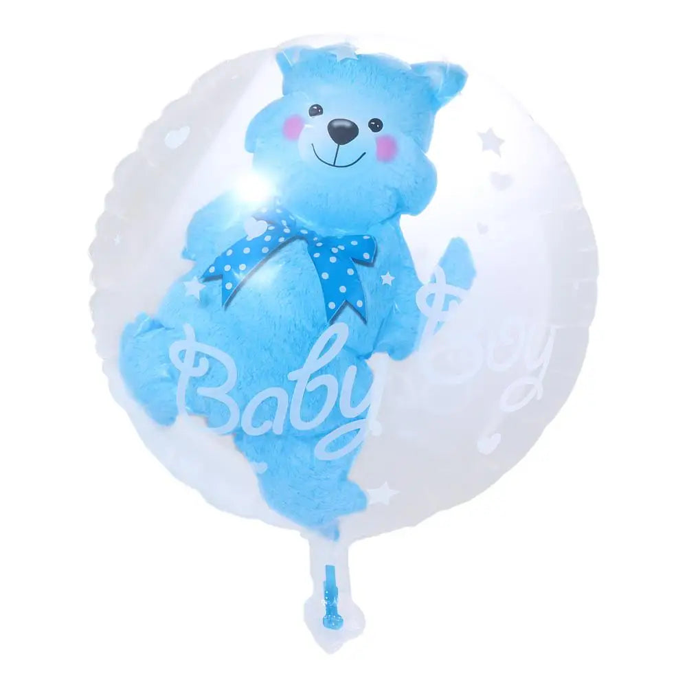 Decoration  Birthday Transparent Double Bubble Foil Blue Pink Bear Balloons Party Supplies Globos