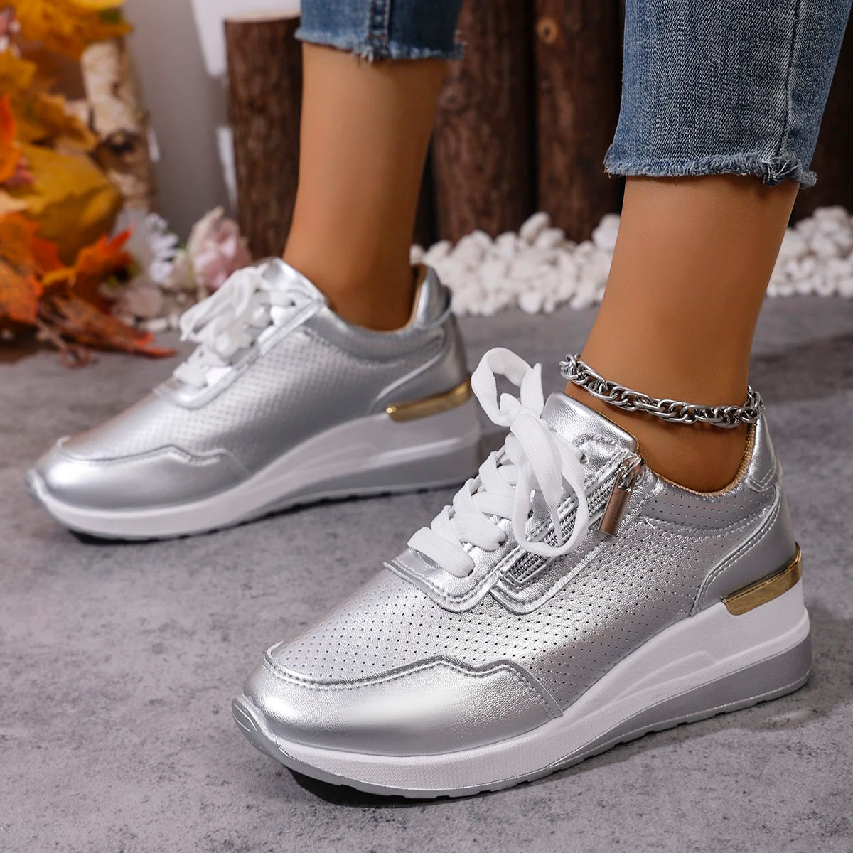 Brand Designer sneakers 2025 New Women Casual Shoes Height Increasing Sport Wedge Shoes Air Cushion Comfortable Sneakers