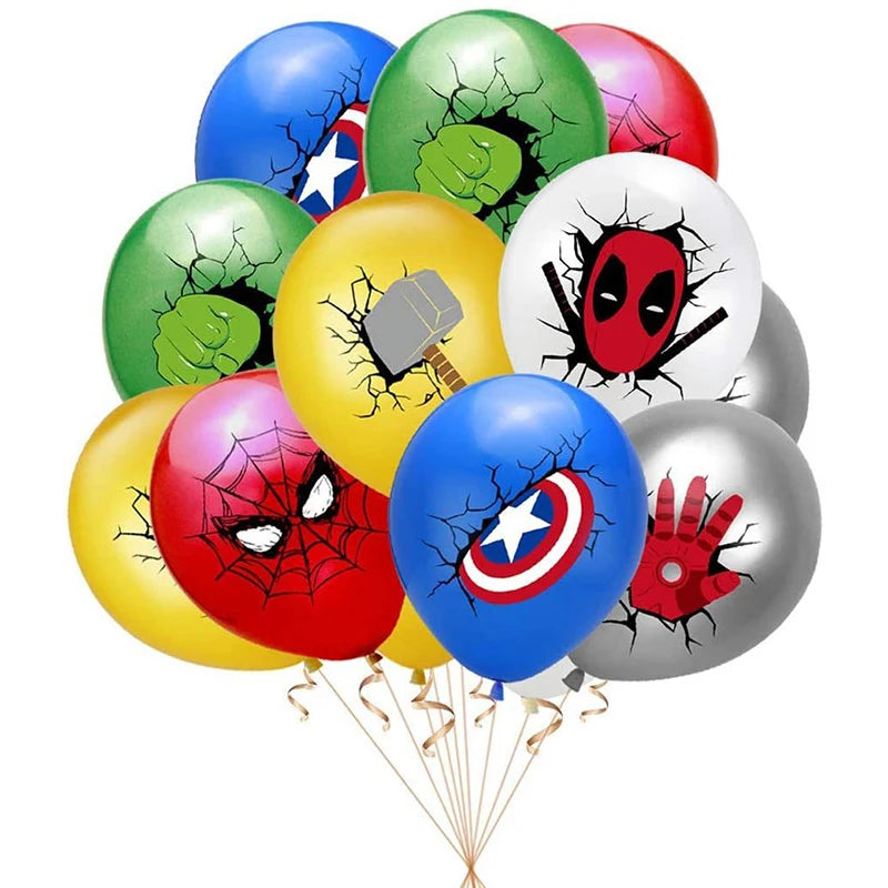 12Pcs Marvel Theme Latex Balloons Boys Birthday Party Decor Kids Toy Photo Props Baby Shower Supplies 12 inch Balloon
