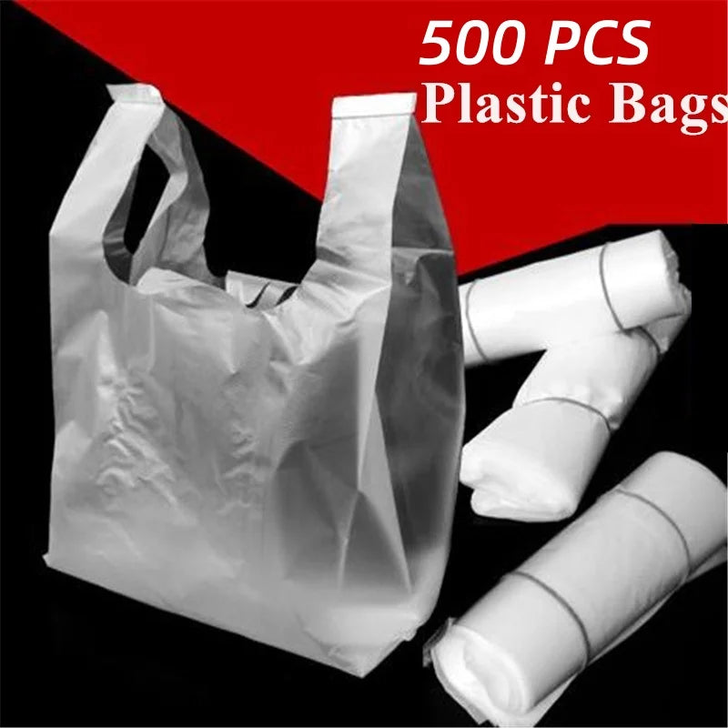 15-26cm/20-30cm/24-37cm/28-48cm 500 Pcs/pack Transparent Bags Shopping Bag Supermarket Plastic Bags With Handle Food Packaging