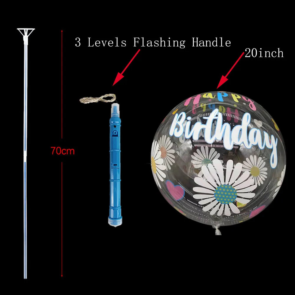1/5/10/20/30pcs LED Light Up BoBo Balloons Colorful 3 Levels Flashing Handle 20 Inches Bubble Balloon 70cm Stick
