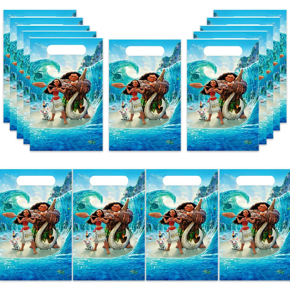10/20/30pcs Moana Party Plastic Goodie Bags Loot bags Candy Gift Bags For Wedding Birthday Party Decoration plastic loot bags