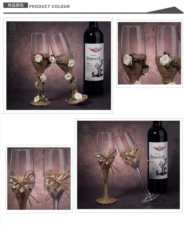 A Pair Exquisite Flute Cup Celebration Romantic Wedding Champagne Cup Lovers Glass Cup Special Gift Suitable for Wedding Party