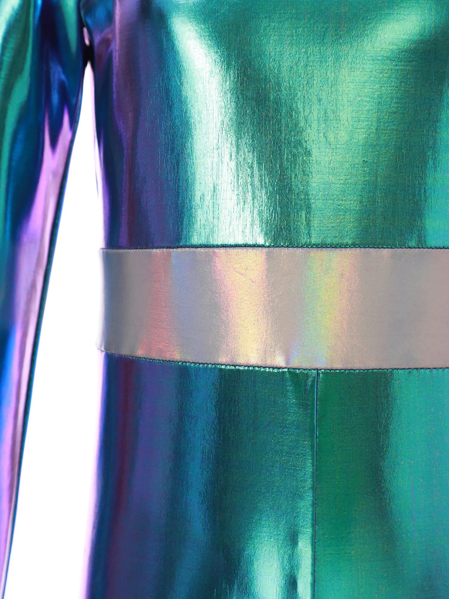 Kids Alien Cosplay Halloween Costume Shiny Bodysuit Astronaut Tech Theme Party Outfit Role Play Jumpsuit Astronaut Dress Up