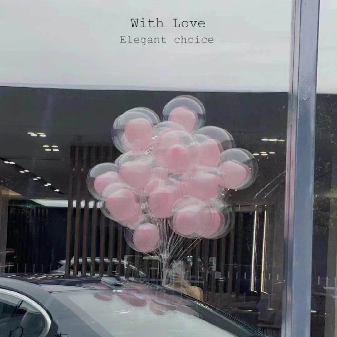 Transparent Bobo Balloons with Pink Blue Heart Latex Balloon Birthday Party Wedding Valentine's Day Gifts Home Decorations 20Pcs