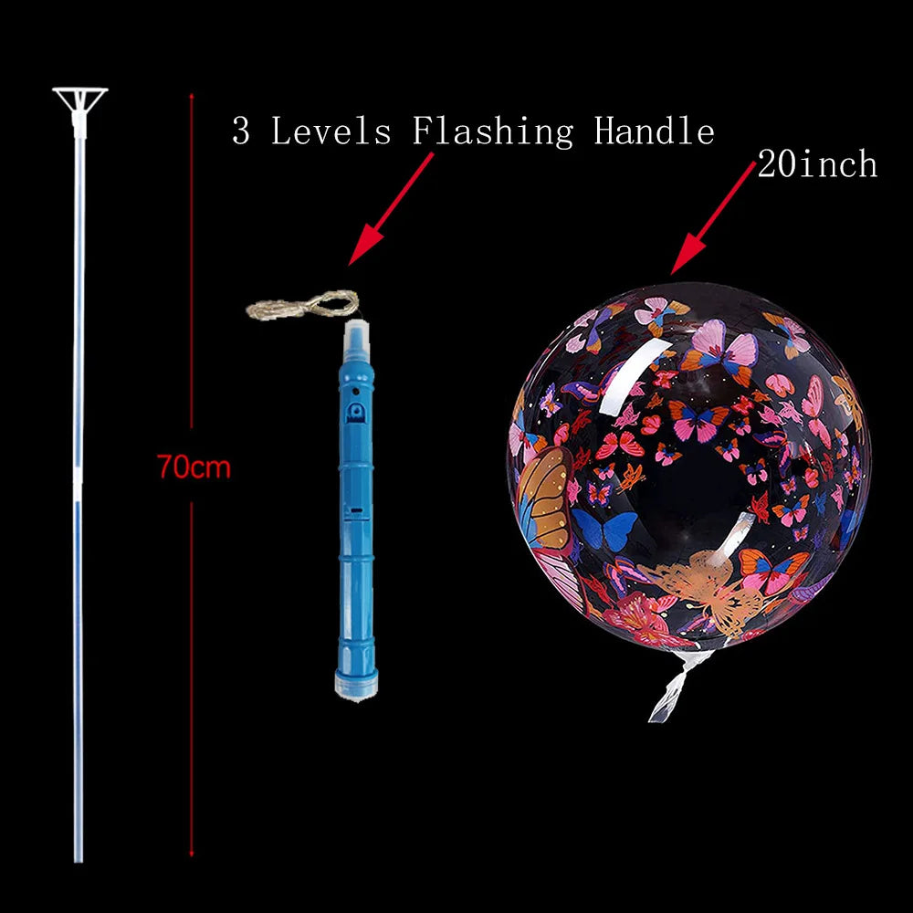 1/5/10/20/30pcs LED Light Up BoBo Balloons Colorful 3 Levels Flashing Handle 20 Inches Bubble Balloon 70cm Stick