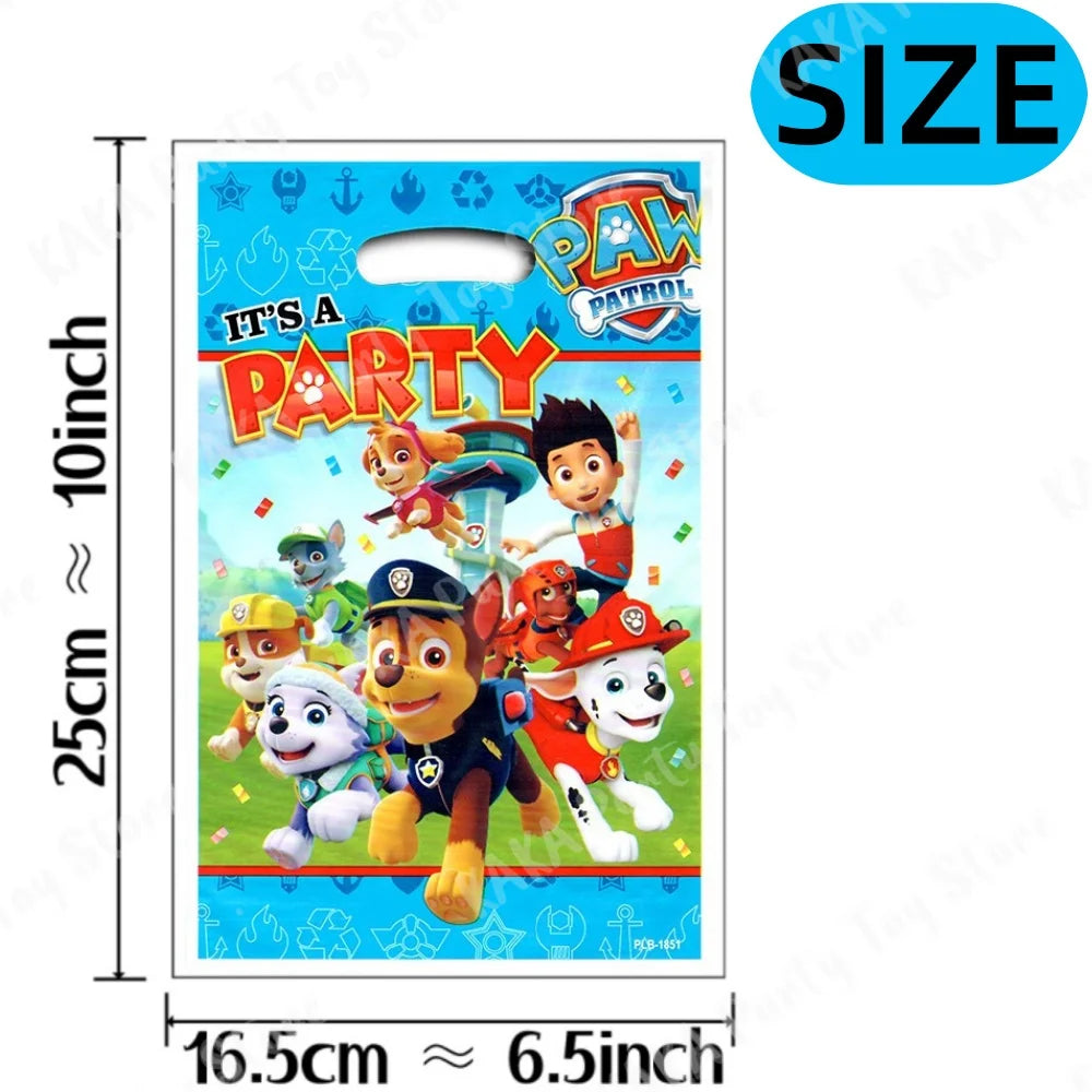 10/20/30Pcs Paw Patrol Party Gift Bags Plastic Candy Bag Loot Bag Kids Boys Girls Birthday Decoration Supplies Baby Shower