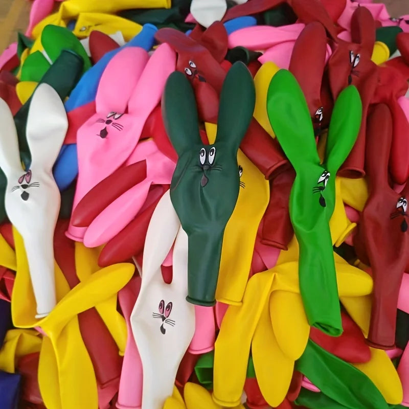 10pcs Cute Bunny Head Balloons - Perfect for Easter Celebrations and Festive Decorations with Long Ears Design