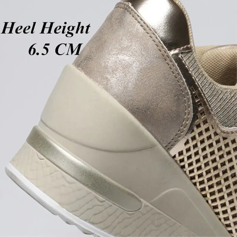 Height Increasing Women's Vulcanized Shoes Light Breathable  Walking Shoes Platform Shoes for Women Wedge Sneakers Handmade