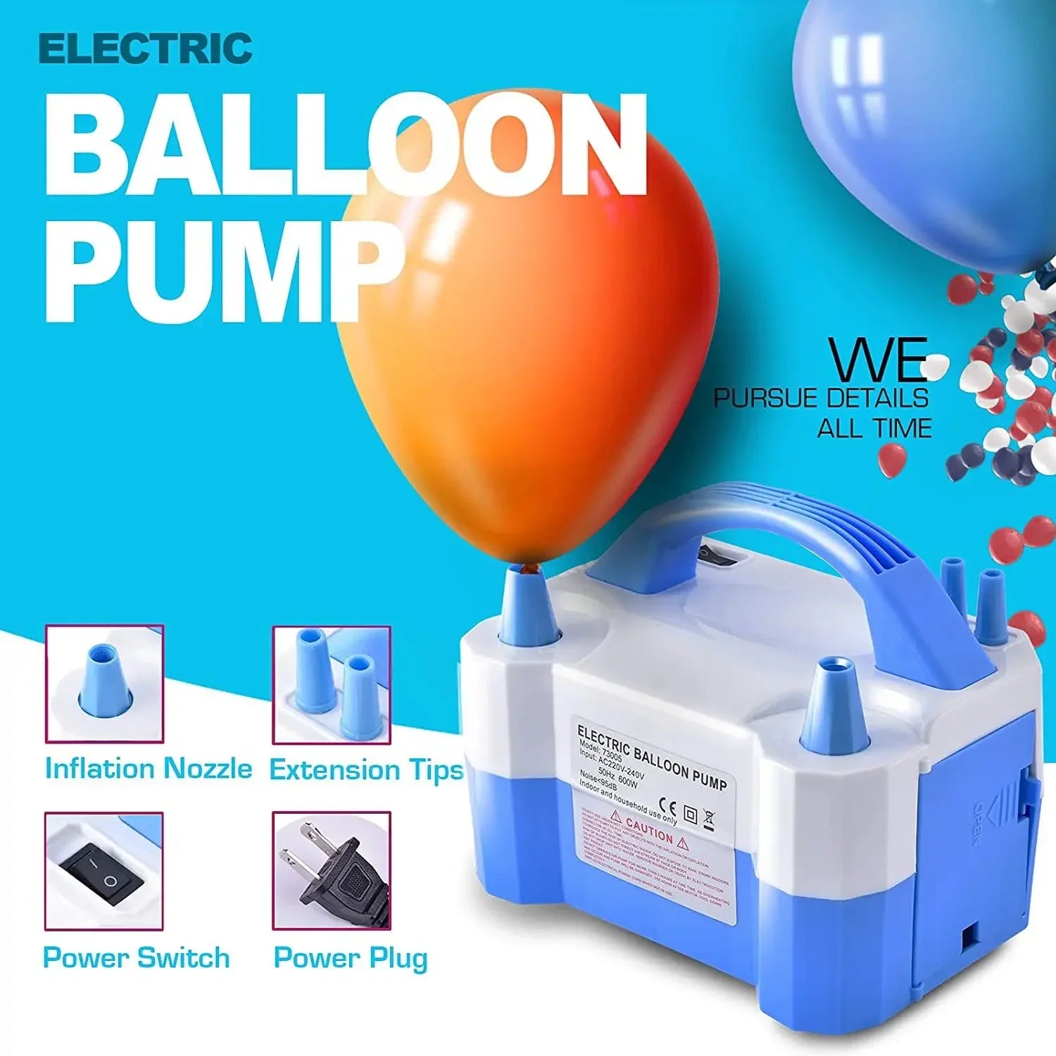 Balloon Party Electric Blowing Machine Birthday Party Balloon Accessories Banquet Atmosphere Double hole Automatic Inflator