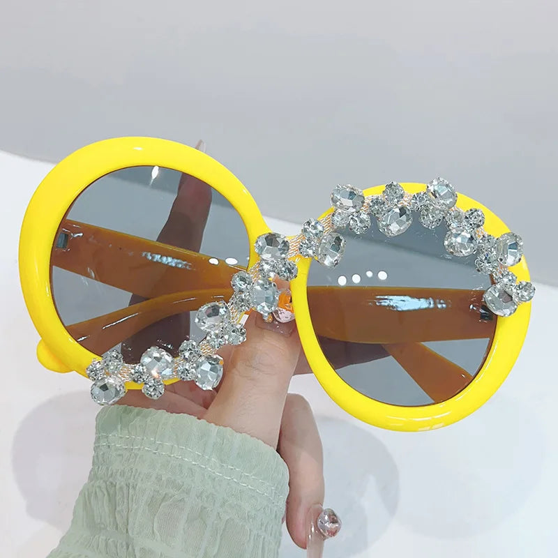 Oversized Round Crystal Women‘s Sunglasses Women Luxury Diamond Shades Lunette De Soleil Femme Googles Big Sunglasses Women