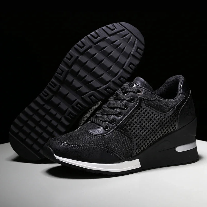 Height Increasing Women's Vulcanized Shoes Light Breathable  Walking Shoes Platform Shoes for Women Wedge Sneakers Handmade