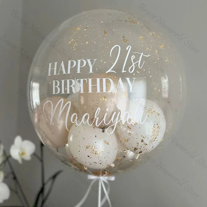 Personalised Bobo Balloon Custom Vinyl Sticker for Bubble Ballon Wedding Bridal Shower Decor Birthday Party Globos babyshower