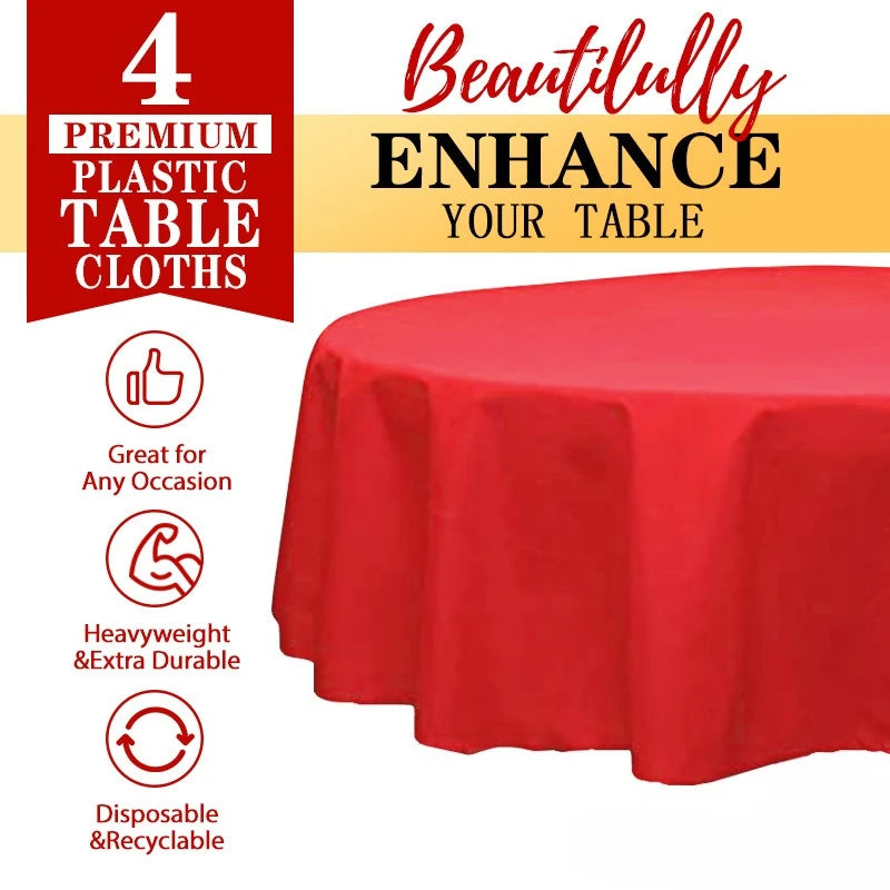 10pcs Plastic Table Cloth Disposable - 10 Pack, Disposable Table Cloths for Parties, Weddings,84'' White PlasticTablecloth,White