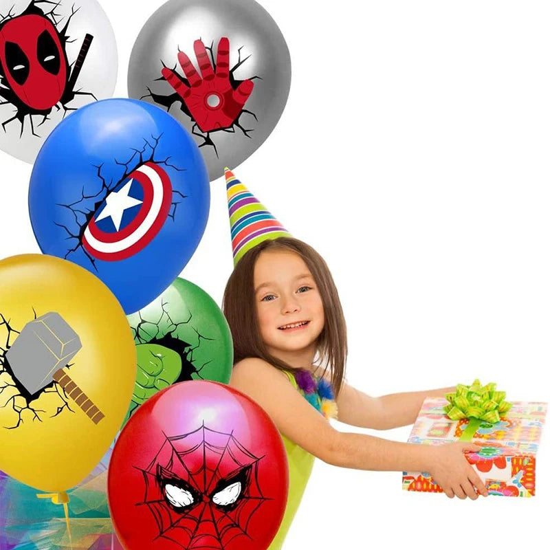 12Pcs Marvel Theme Latex Balloons Boys Birthday Party Decor Kids Toy Photo Props Baby Shower Supplies 12 inch Balloon