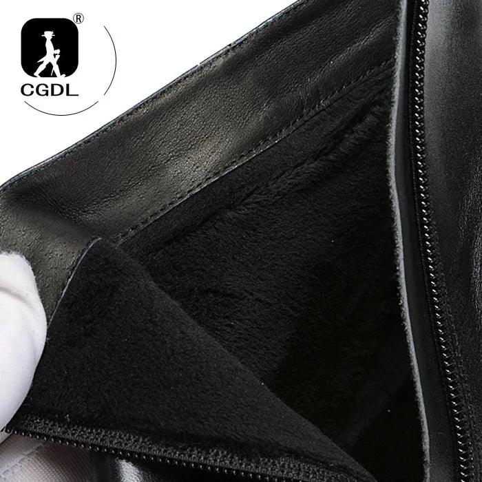 Men Ankle Boot High Heel Genuine Leather Men's Shoe Fashion Pointed Toe Dress Wedding Male Shoes Side Zipper Basic Boots for Men