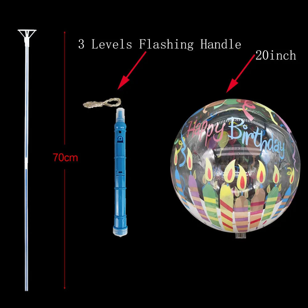 1/5/10/20/30pcs LED Light Up BoBo Balloons Colorful 3 Levels Flashing Handle 20 Inches Bubble Balloon 70cm Stick