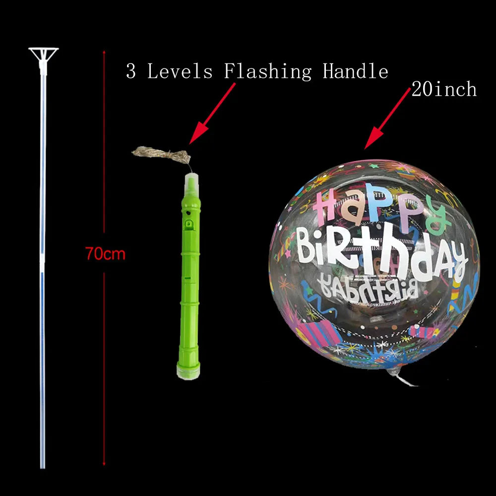 1/5/10/20/30pcs LED Light Up BoBo Balloons Colorful 3 Levels Flashing Handle 20 Inches Bubble Balloon 70cm Stick