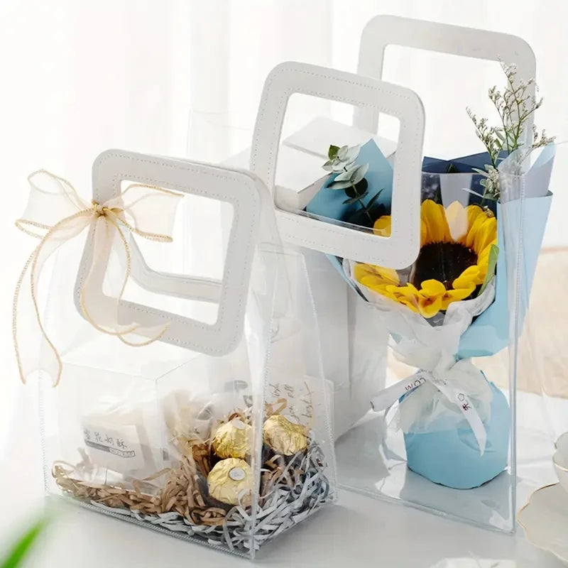 5/15 PVC Gift Bags Packing Bag with Handle Wedding Accessories Festival Souvenir Party Present Candy Jewelry Packaging Home