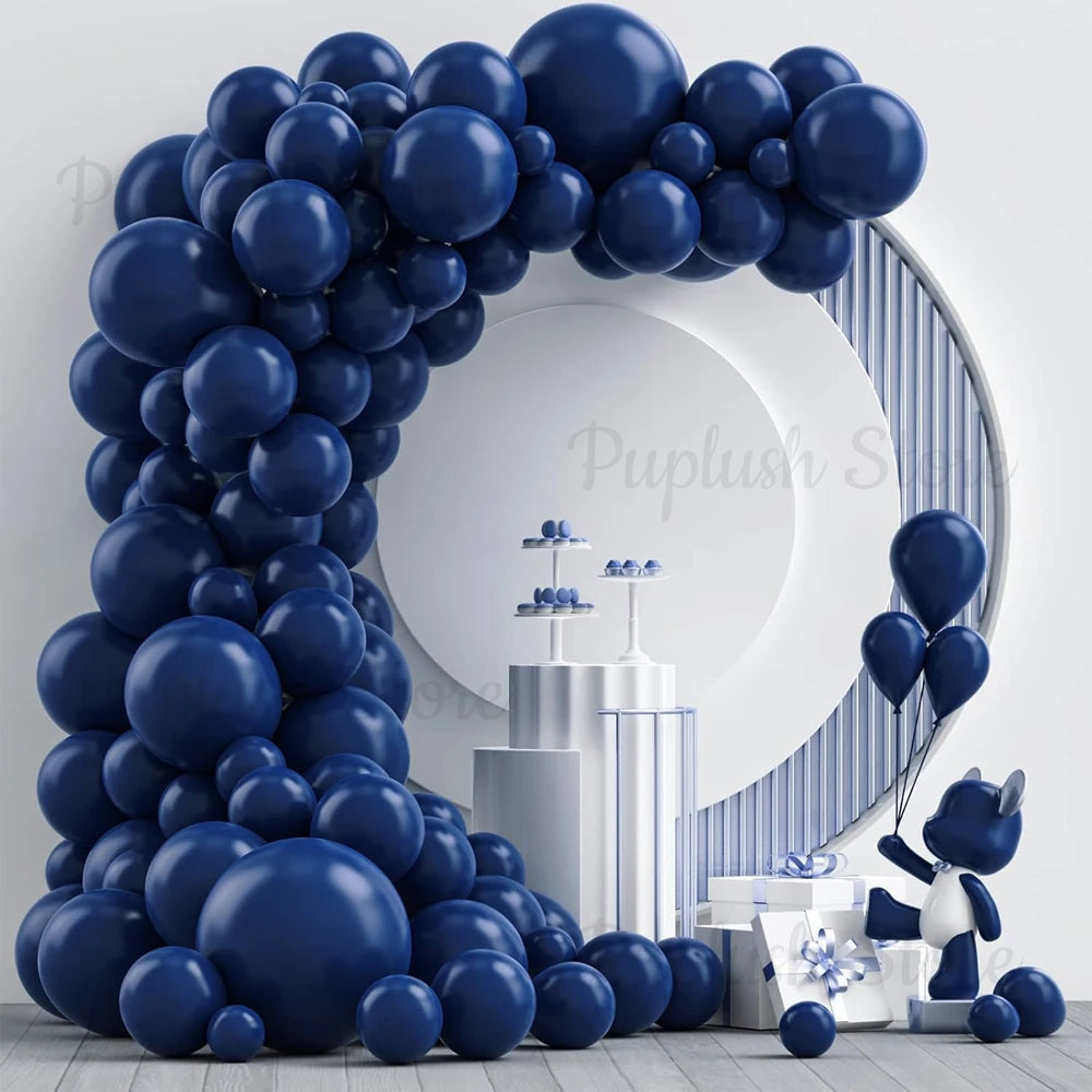 100Pcs Navy Blue Balloons Arch 5/10/12/18" Dark Ink Night Blue Latex Balloon for Baby Shower Anniversary Birthday Party Decor