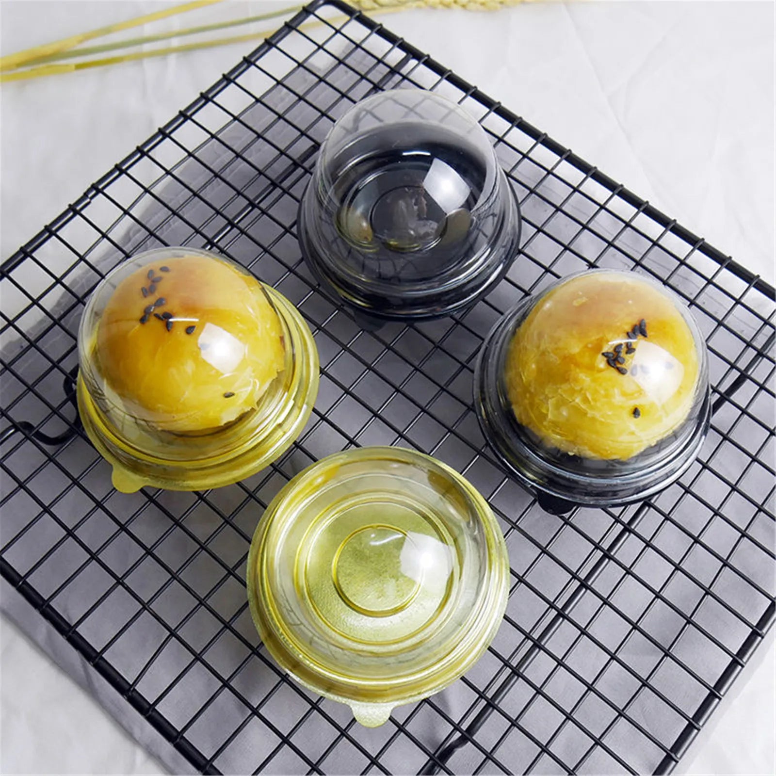 50-300pcs Packing Boxes Transparent Plastic Egg Yolk Crisp Moon Cake Boxes Disposable Dessert Packaging Mousse Trays Container
