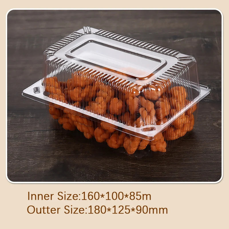 100Pcs Disposable Plastic Cake Packing Boes Clear Fruit Salad Bread Box Takeway Bento Boxes Party Cookie Cake Food Container