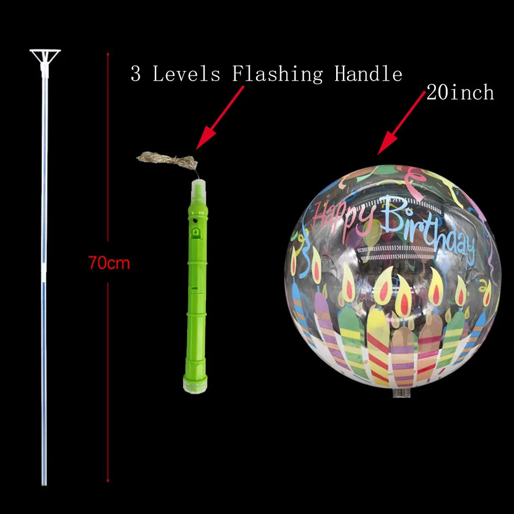 1/5/10/20/30pcs LED Light Up BoBo Balloons Colorful 3 Levels Flashing Handle 20 Inches Bubble Balloon 70cm Stick