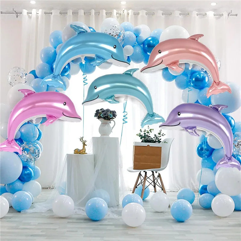 Dolphin Balloons 46 Inch Foil Balloons Sea Balloons Shape Mylar Balloons Ocean Animals Balloons Party Decorations (5 colors/lot)