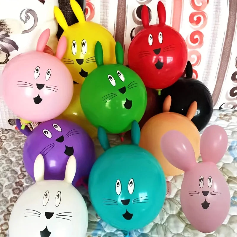 10pcs Cute Bunny Head Balloons - Perfect for Easter Celebrations and Festive Decorations with Long Ears Design