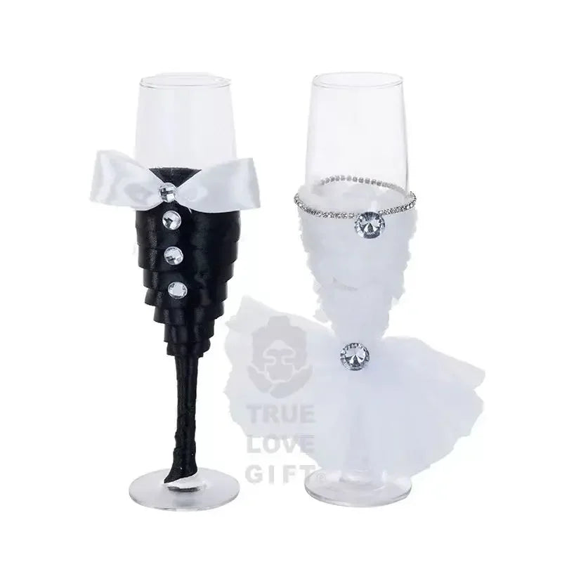 A Pair Exquisite Flute Cup Celebration Romantic Wedding Champagne Cup Lovers Glass Cup Special Gift Suitable for Wedding Party