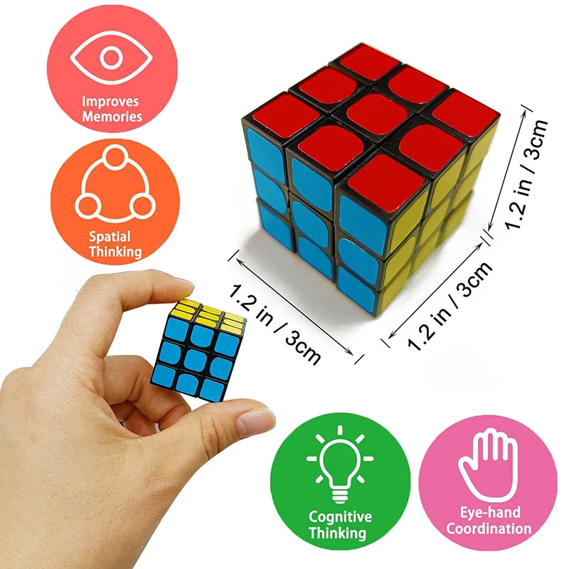 12pcs/bag 3cm Plastic Magic Cube Puzzle Toys Fidgets Kids Birthday Party Favor Carnival Party Gifts School Prizes Goodie Fillers