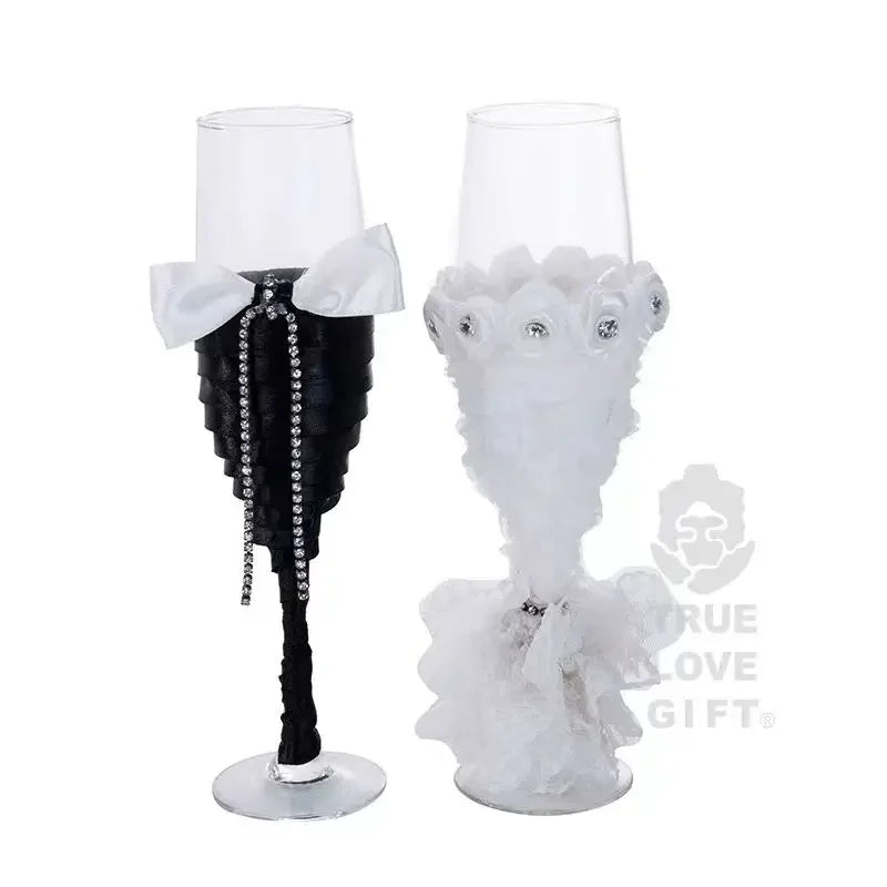 A Pair Exquisite Flute Cup Celebration Romantic Wedding Champagne Cup Lovers Glass Cup Special Gift Suitable for Wedding Party