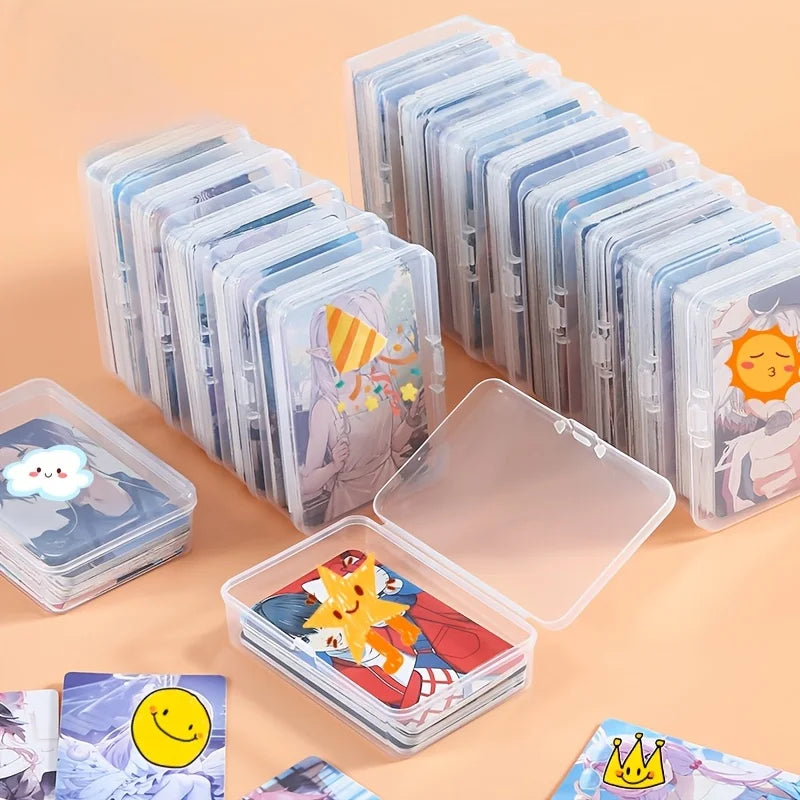 3pcs Plastic Box Playing Cards Container PP Storage Case Packing Poker Box Transparent Desktop Tape Stickers Boxes Art Tool Case